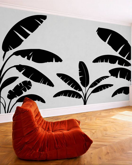 Fototapeten Minimalistische schwarze Palmblätter