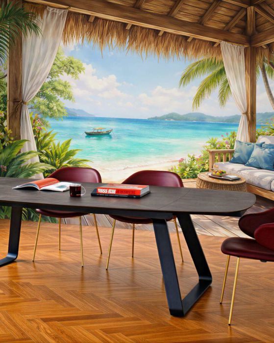 Fototapeten Tropische Terrasse am paradiesischen Strand