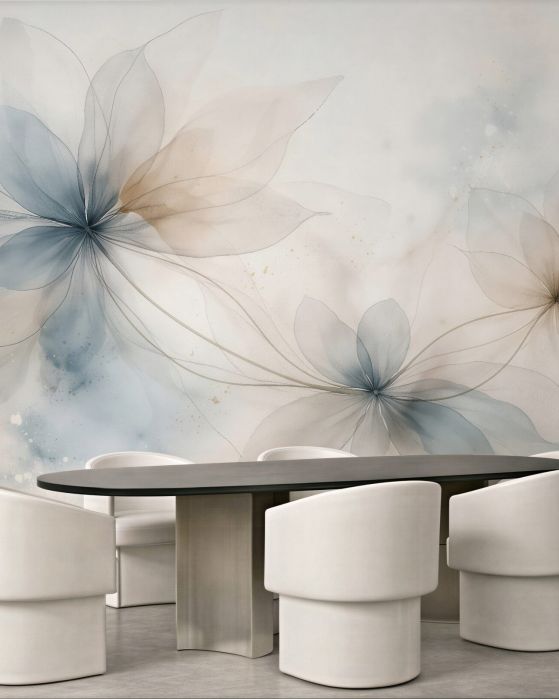 Fototapeten Zarte blaue Blumen des Nebels