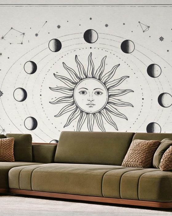 Fototapeten Mystische Sonne und Mondphasen