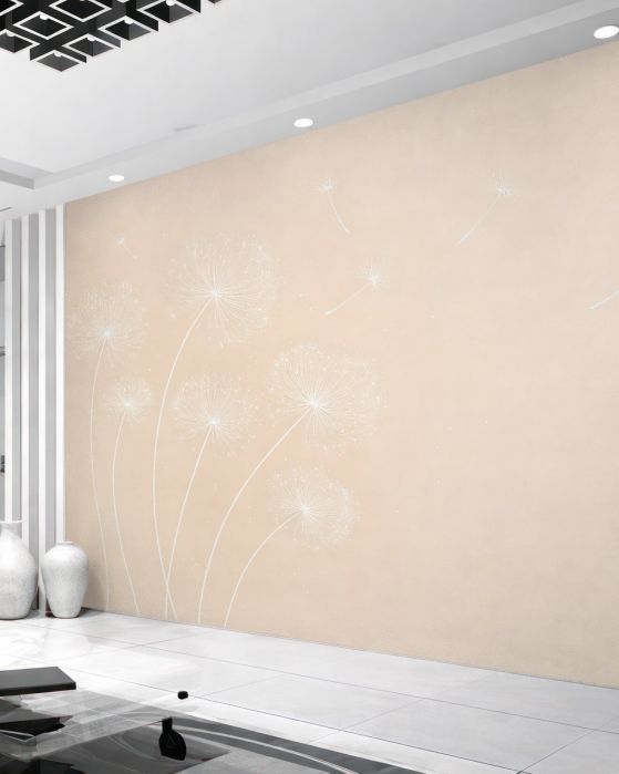Fototapeten Zarte Pusteblumen in Beige