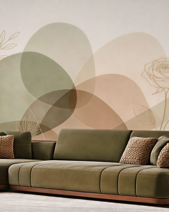 Fototapeten Abstrakte Rose in beigen Linien