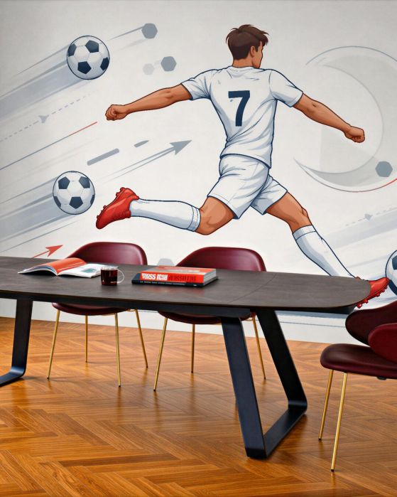 Fototapeten Dynamischer Fußballspieler in Aktion