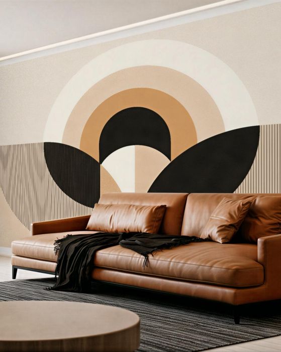 Fototapeten Geometrische Harmonie von Beige und Schwarz