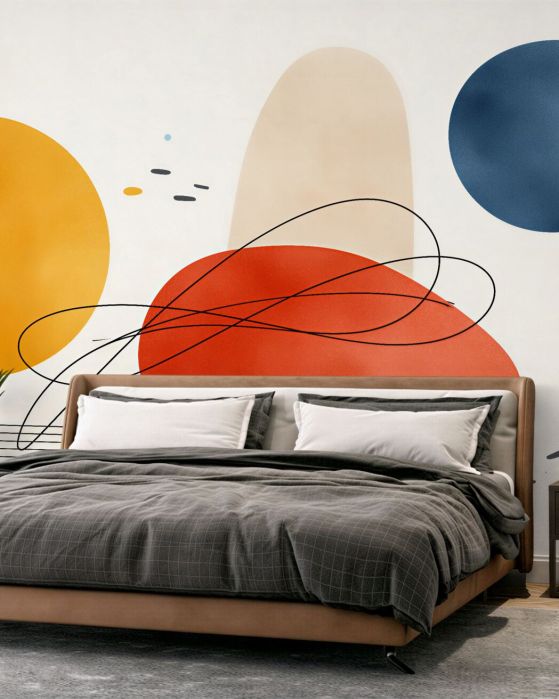 Fototapeten Bunte Abstraktion mit geometrischem Rhythmus
