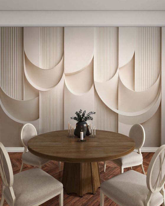 Fototapeten beigefarbene Abstraktion mit elegantem Relief