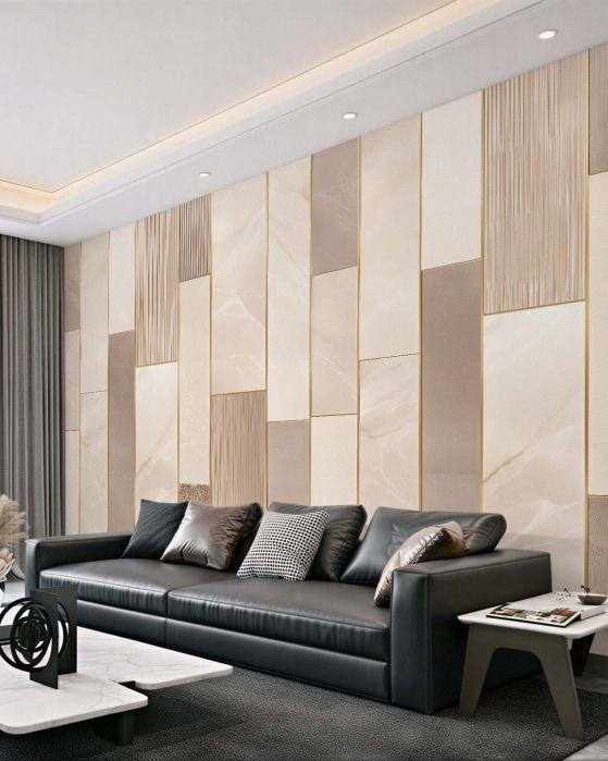 Fototapeten Elegante goldene Marmorpaneele