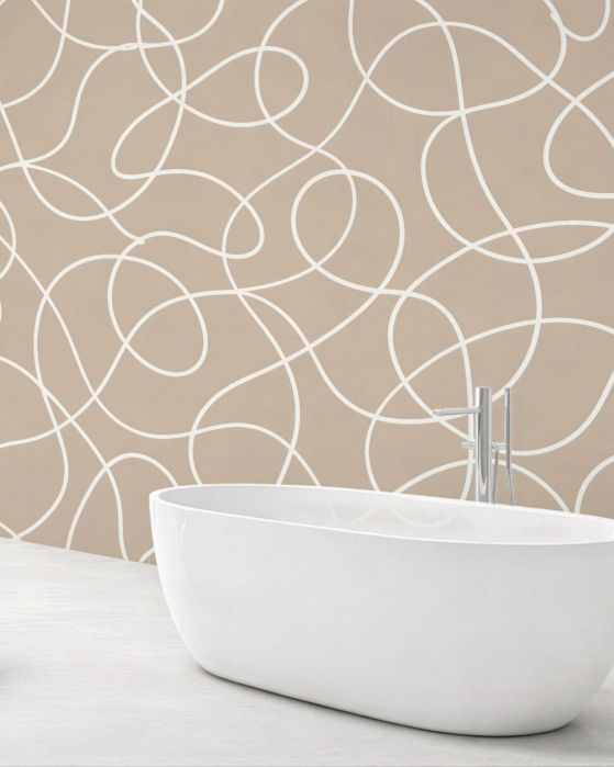 Fototapeten Beige Abstraktion welliger Linien