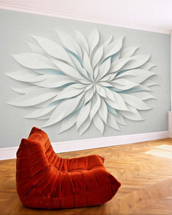 Fototapeten Weiße 3D-Blume der Ruhe