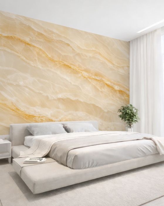 Fototapeten Goldener Onyx in leuchtender Optik