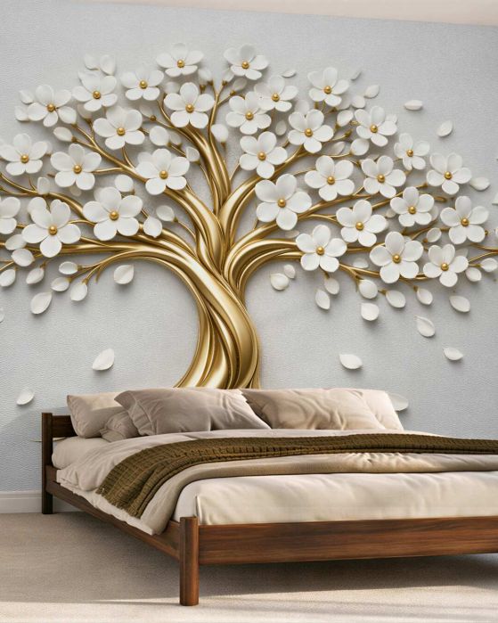Fototapeten Eleganter Baum aus Blumen