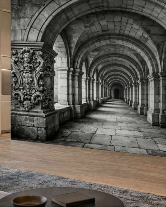 Fototapeten Monumentaler steinerner Arkadengang