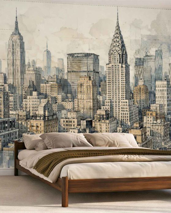 Fototapeten Skizzierte Landschaft von New York
