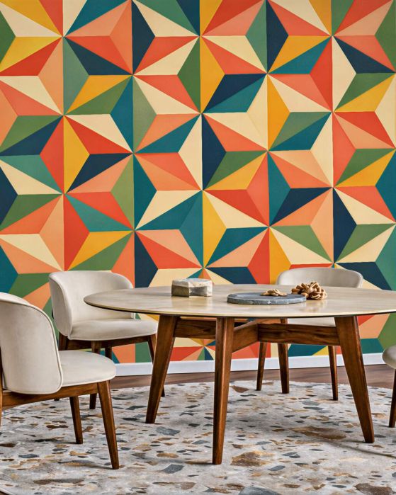Fototapeten Retro geometrisches Farbmosaik