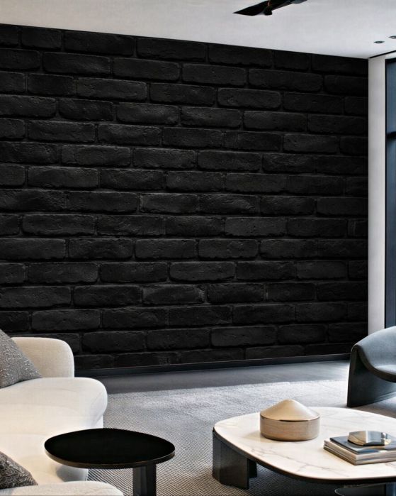 Fototapeten Dunkle Backsteinwand im Loftstil
