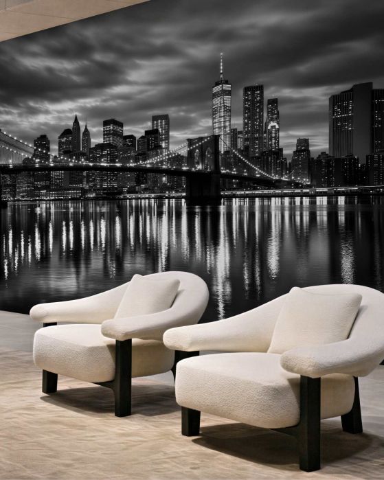 Fototapeten New York bei Nacht am Wasser