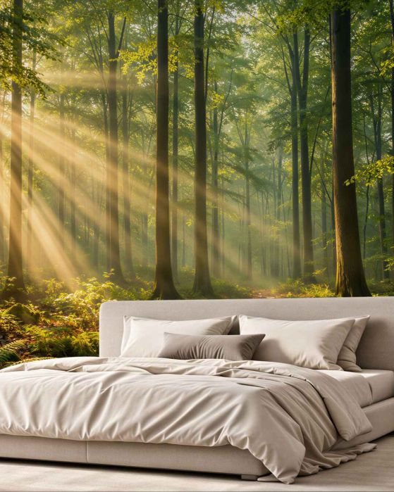 Fototapeten Sonniger Wald am Morgen