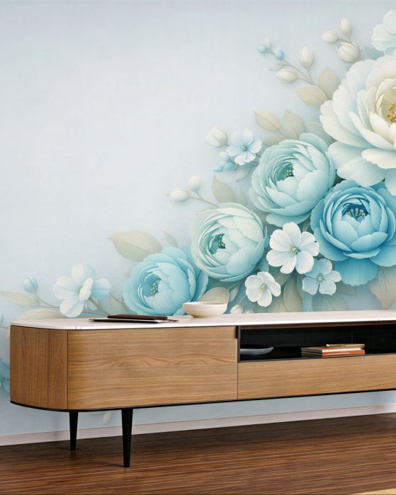 Fototapeten Blaue Blumen in eleganter Optik