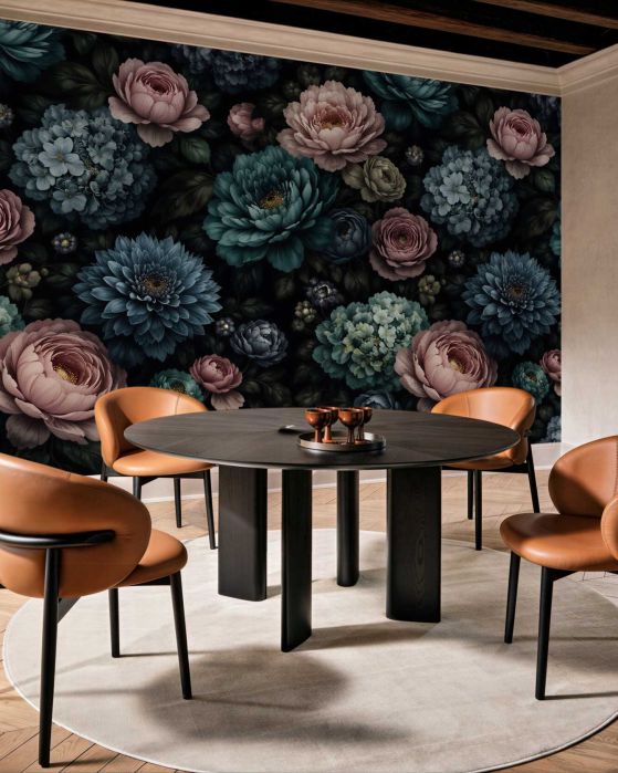 Fototapeten Elegante Blumen auf dunklem Hintergrund