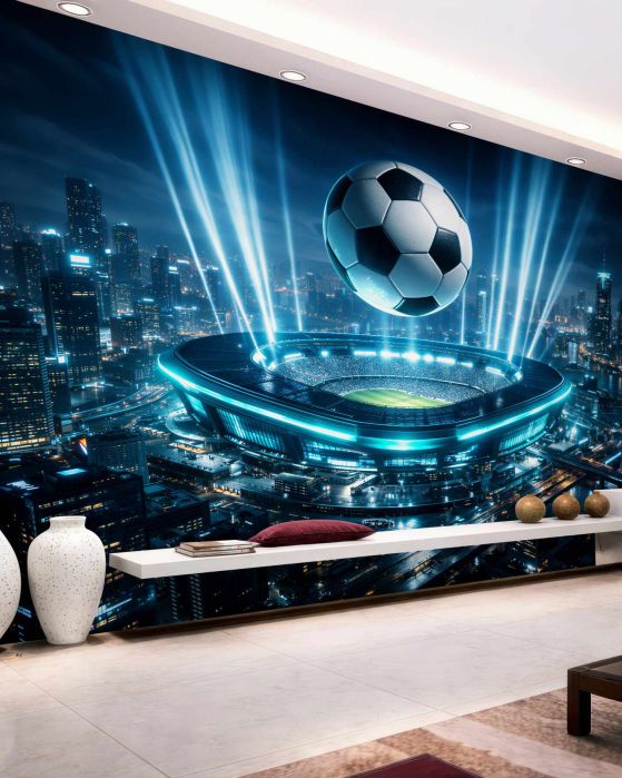 Fototapeten Futuristisches Stadion im Glanz der Stadt