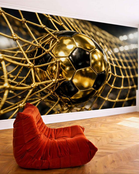 Fototapeten Goldener Ball im Netz
