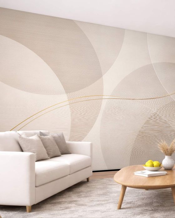 Fototapeten Beige Abstraktion mit feiner Linie