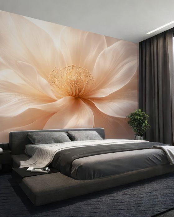 Fototapeten Seidige Blume in pastelligem Glanz