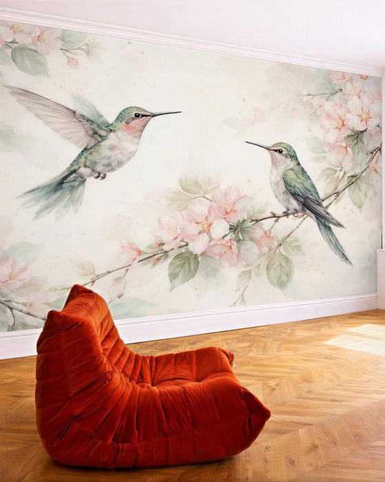 Fototapeten Kolibris in blühender Zartheit