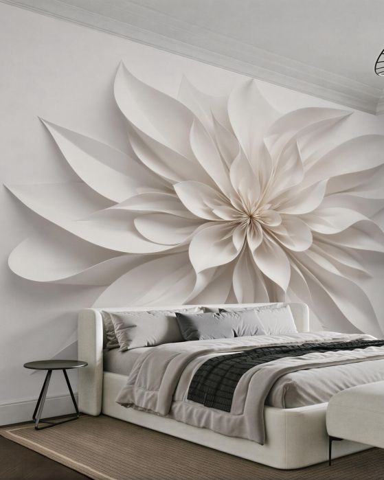 Fototapeten Cremefarbene Papierblume 3D