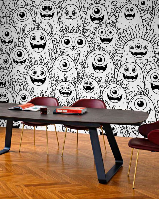 Fototapeten Fröhliche Monster zum Ausmalen