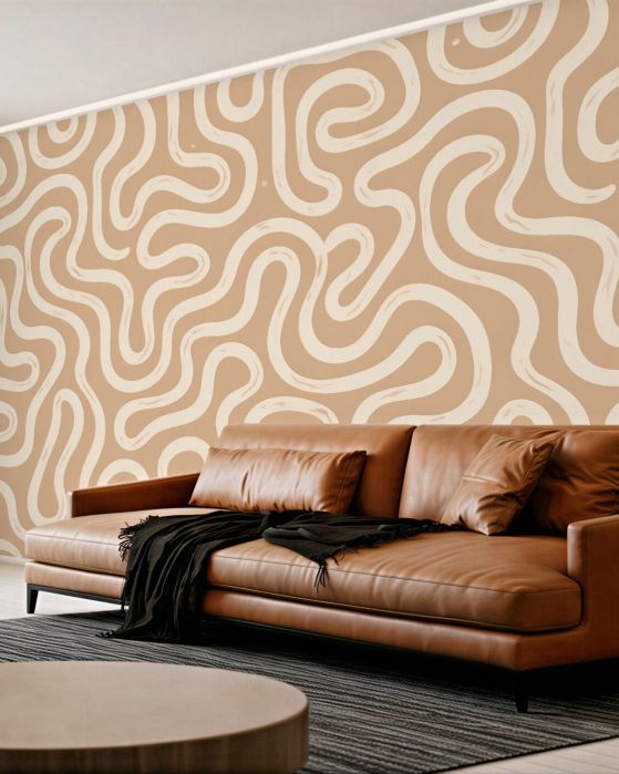 Fototapeten Beige abstrakte Retro-Linien