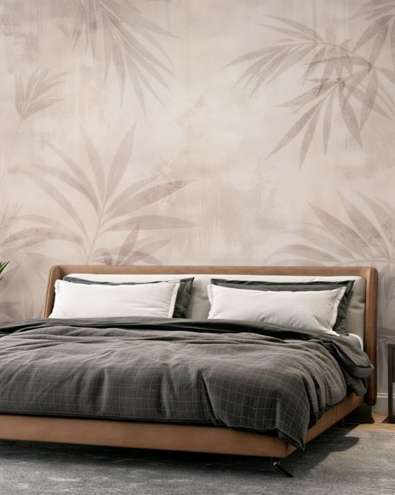 Fototapeten Beige tropische Blätter