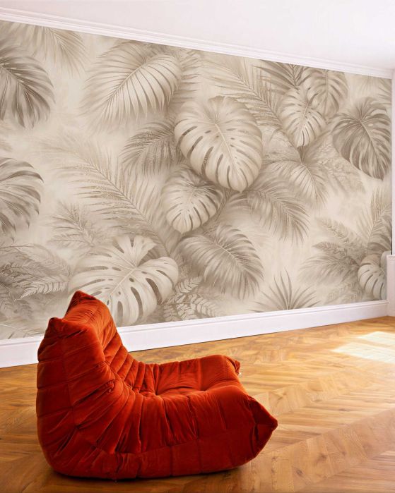 Fototapeten Beige Blätter tropischer Eleganz