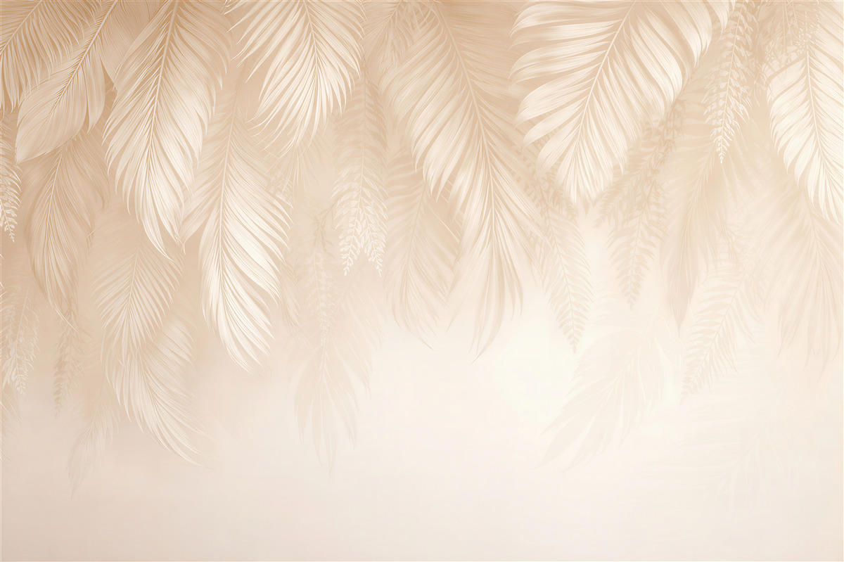 Fototapeten Helle Palmblätter in Beige