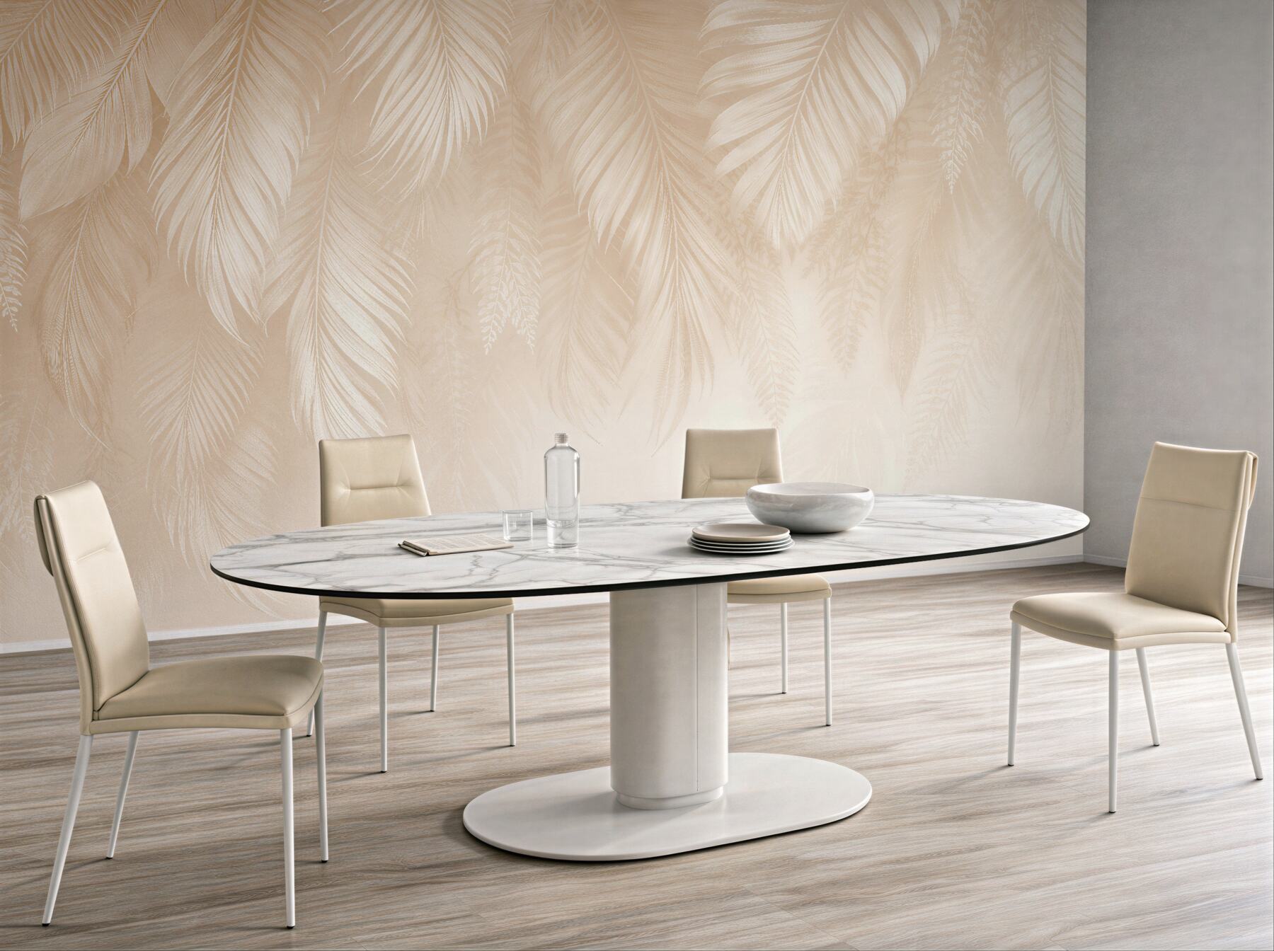 Fototapeten Helle Palmblätter in Beige