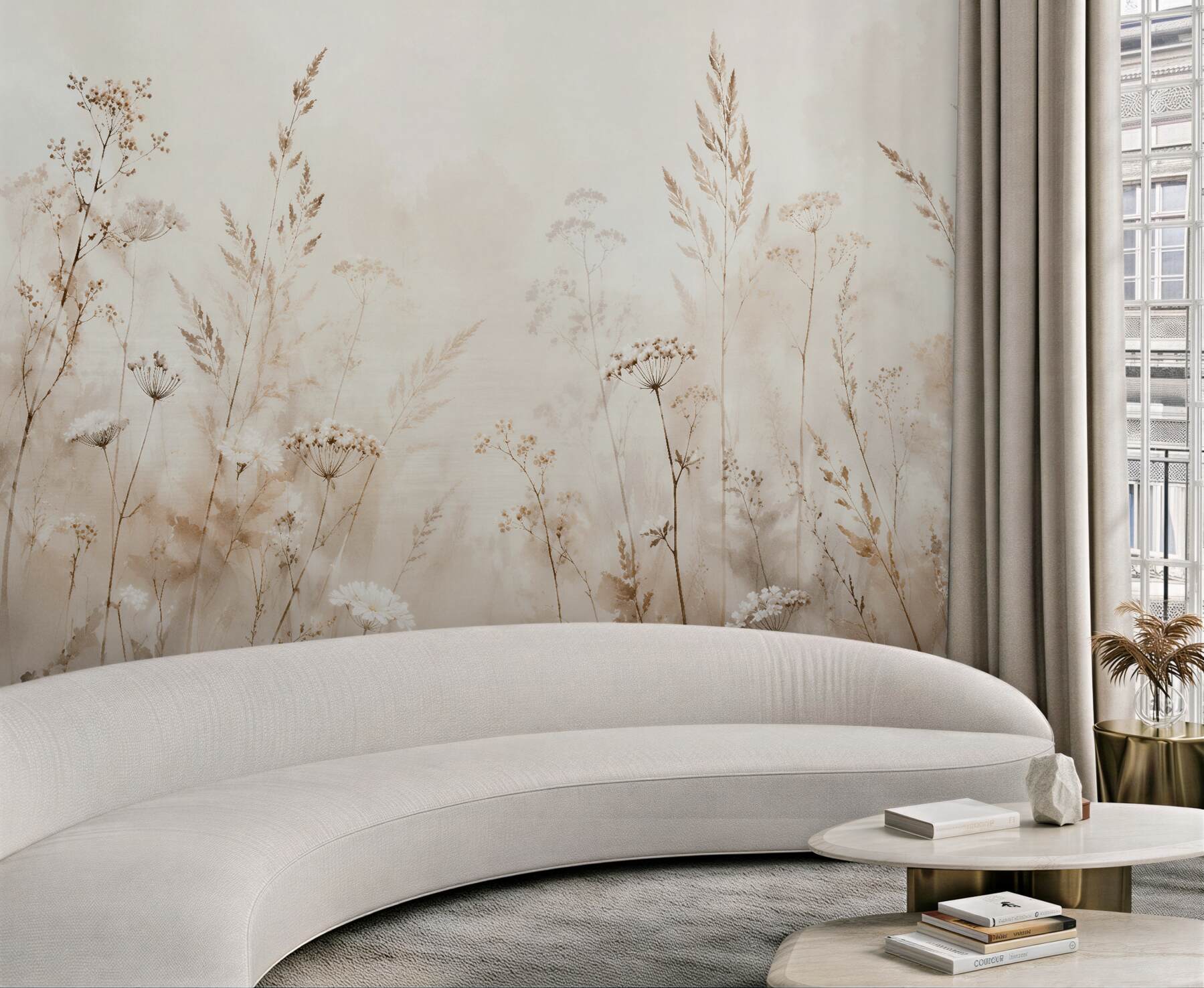 Fototapeten Beige Wiese von subtiler Leichtigkeit