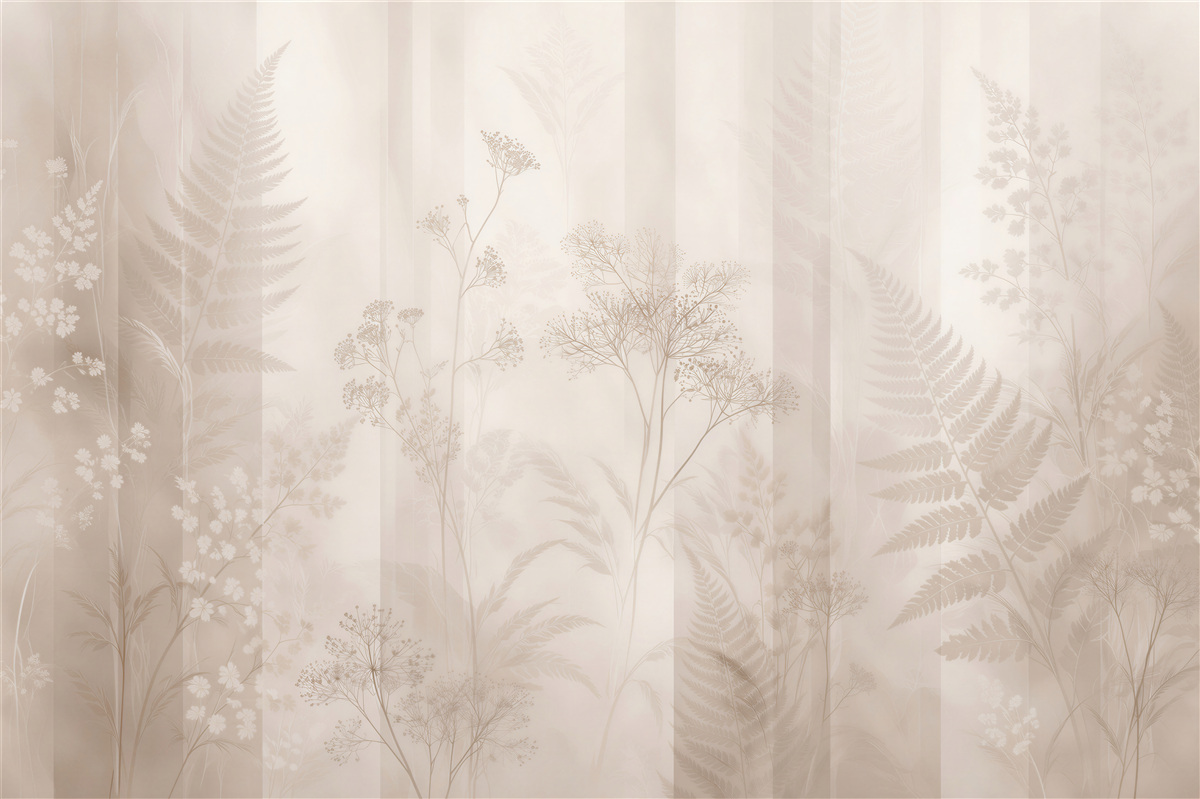 Fototapeten Waldige Farnschatten in Beige