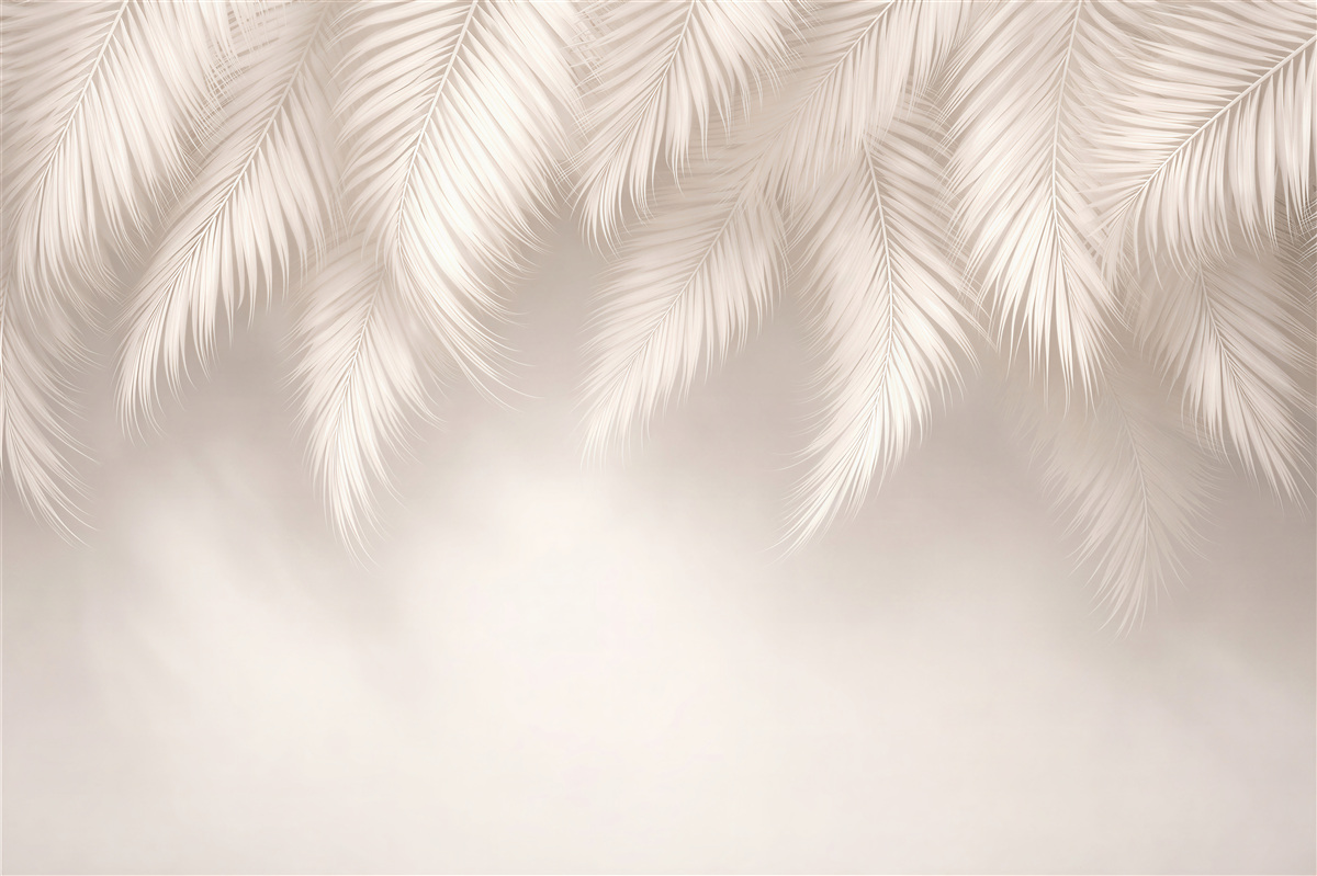 Fototapeten Zarte Palmenfedern in Beige