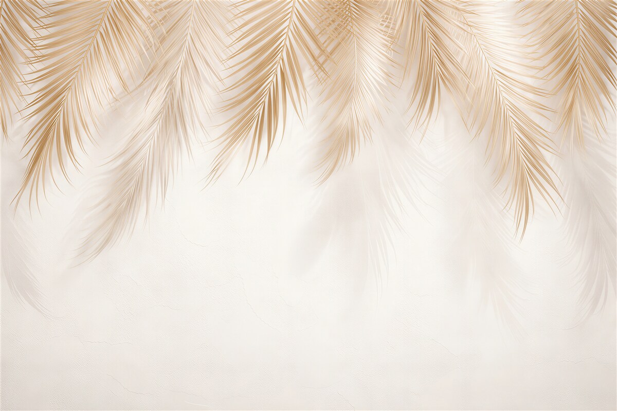 Fototapeten Goldene Palmblätter in Beige