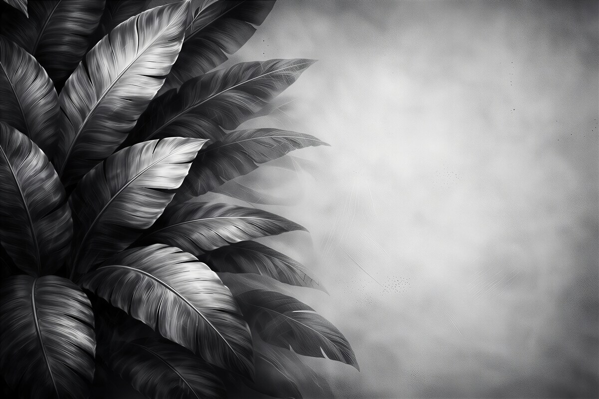 Fototapeten Monochrome Blätter tropischer Eleganz