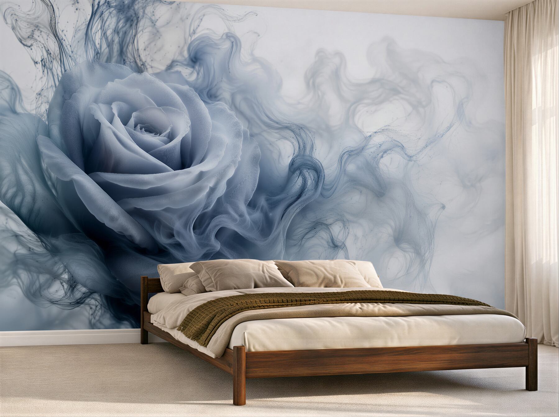 Fototapeten Blaue Rose in rauchiger Aura
