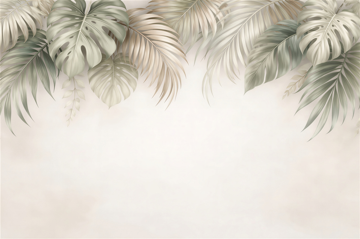 Fototapeten Subtile Palmblätter in Beige