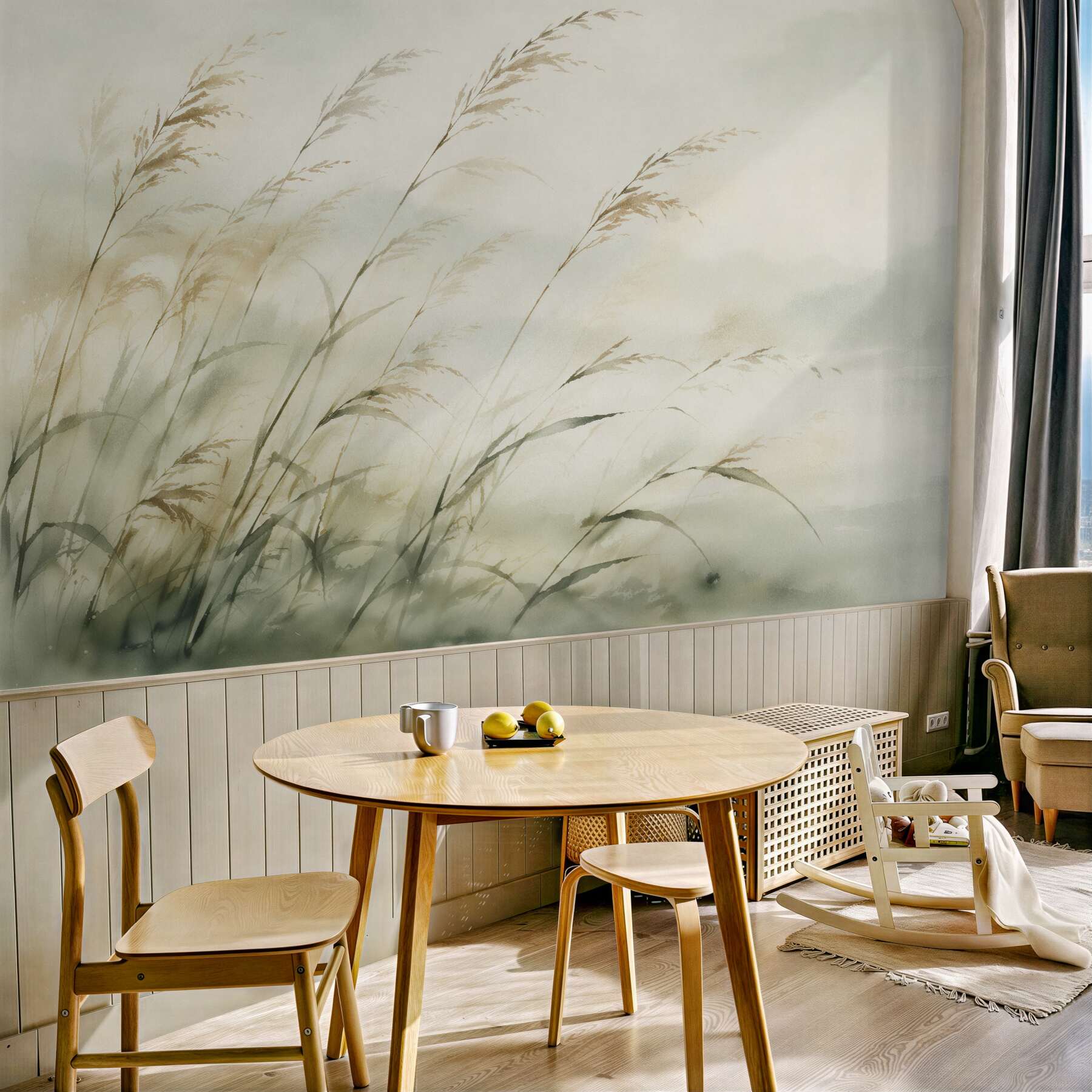 Fototapeten Gräser im Wind in Aquarell