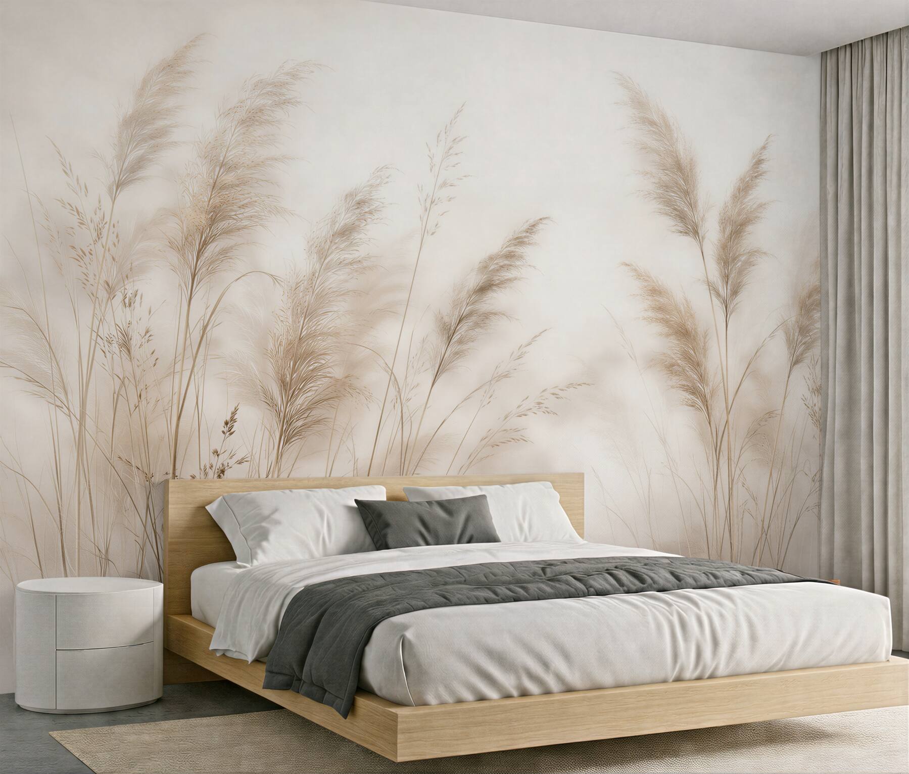 Fototapeten Zarte Gräser in Beige