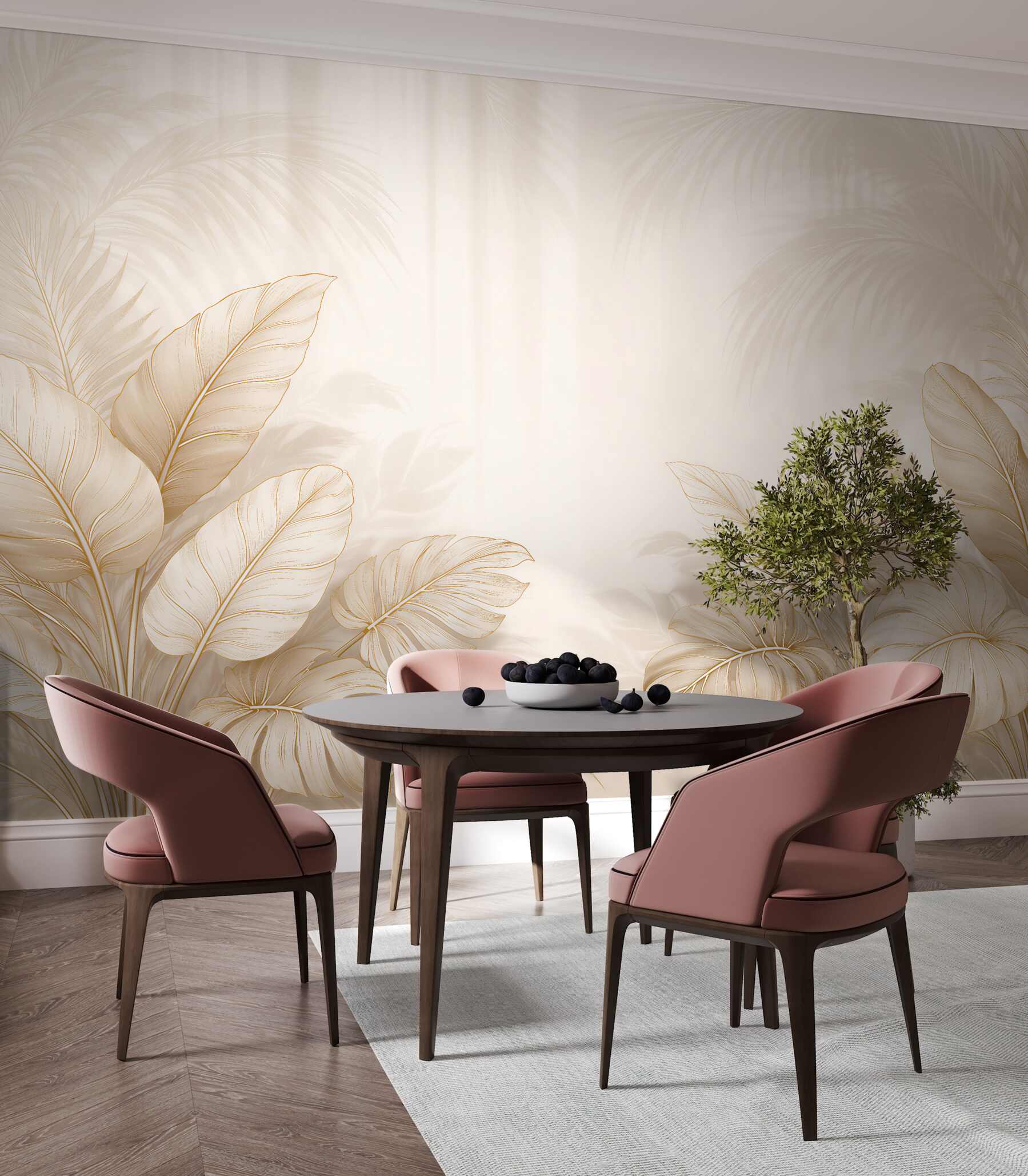 Fototapeten Goldene Blätter in tropischer Eleganz