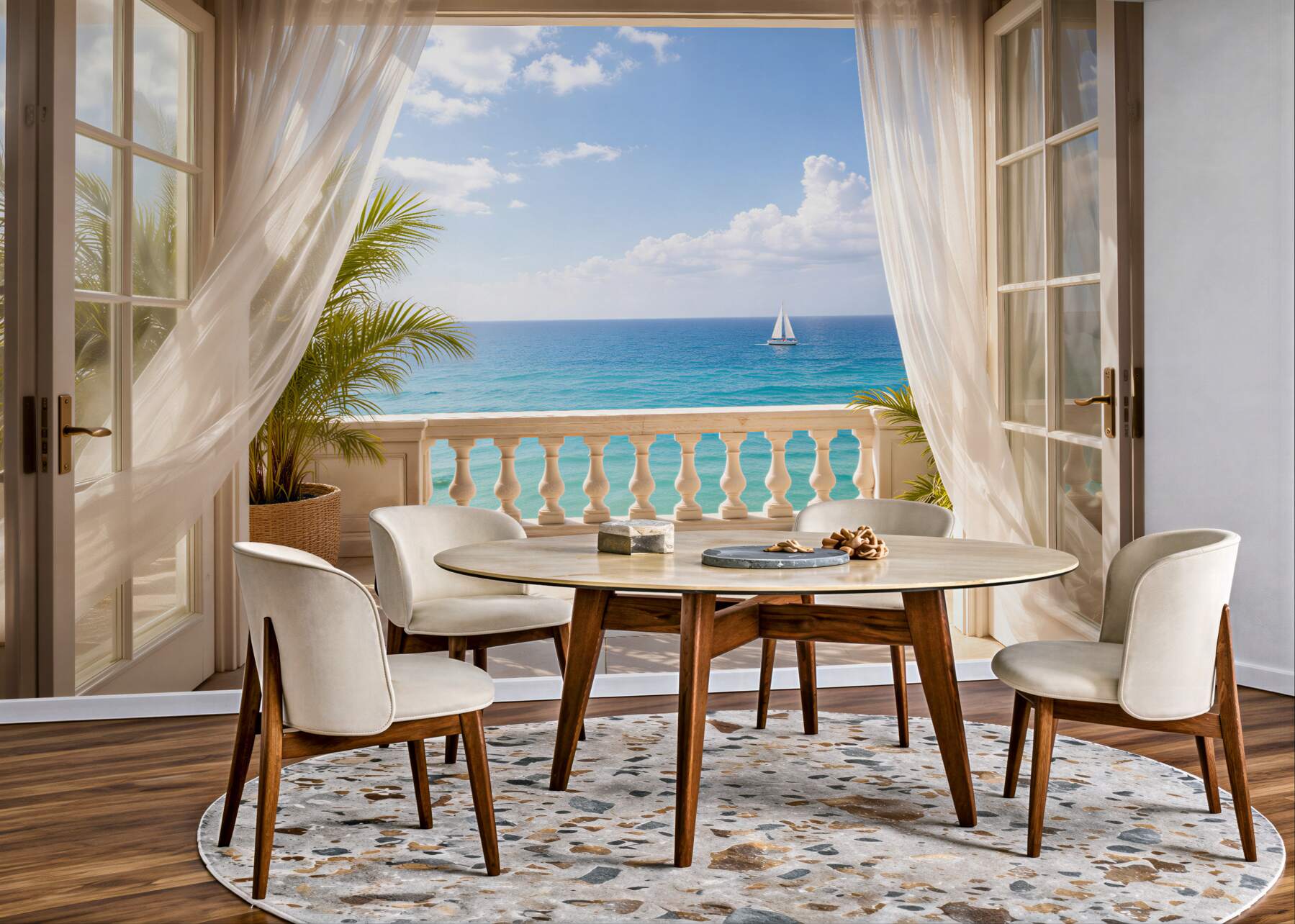 Fototapeten Terrasse mit Meerblick