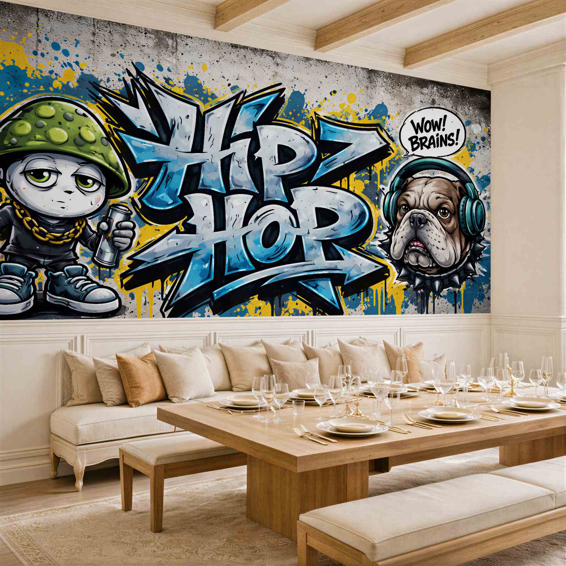 Fototapeten Hip-Hop-Graffiti mit Bulldogge