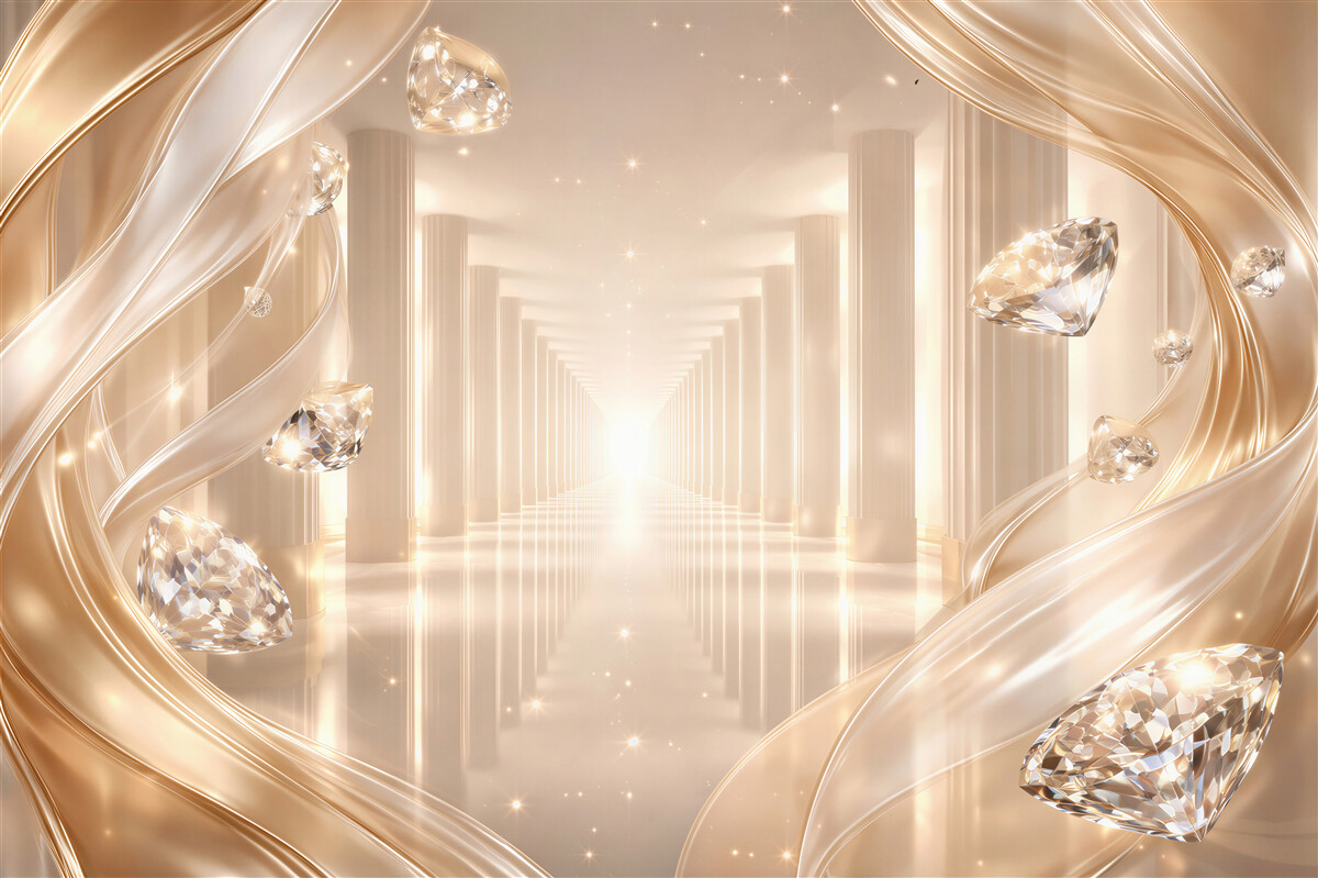 Fototapeten Goldener diamantener Korridor des Glanzes