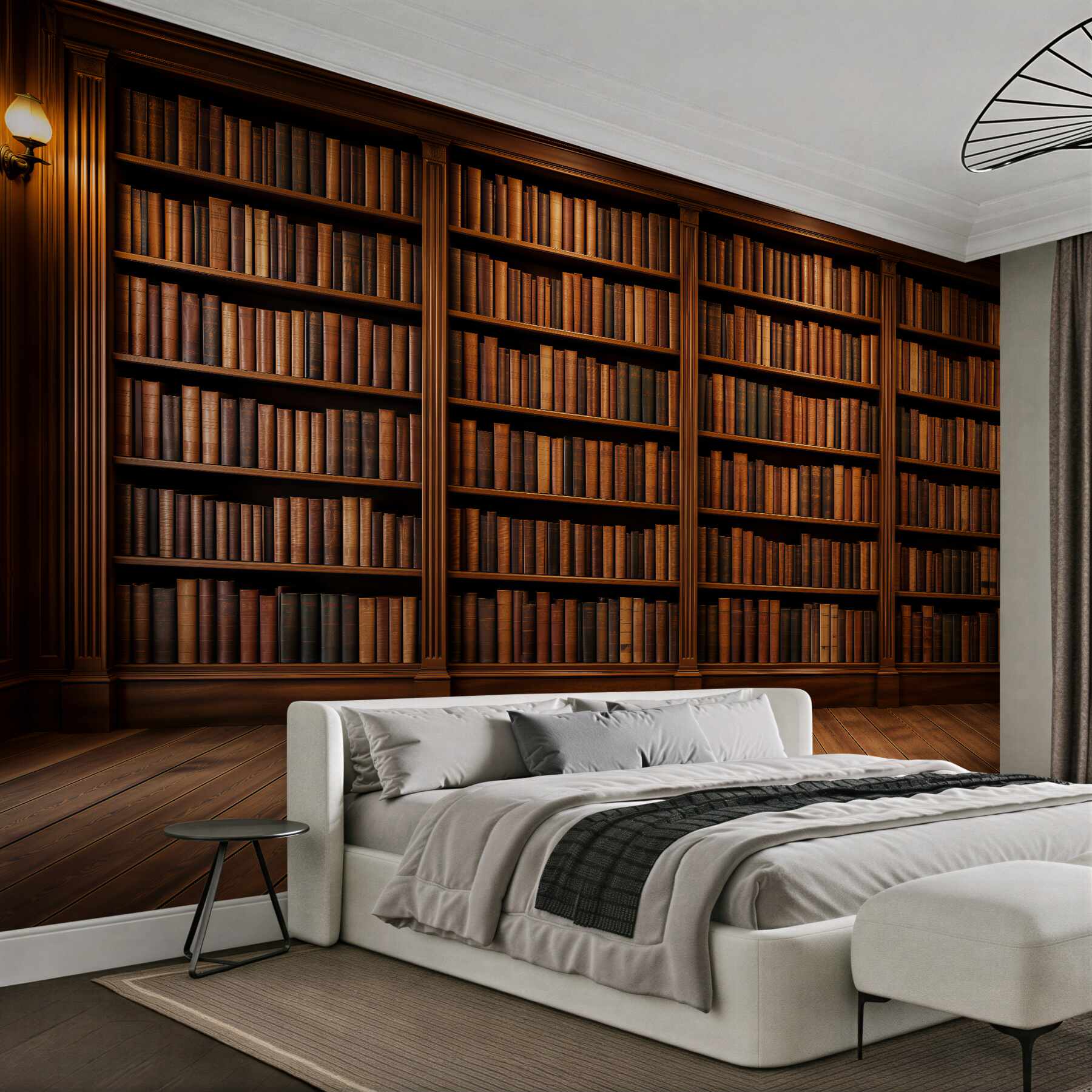 Fototapeten Klassische Bibliothek mit Holzregalen