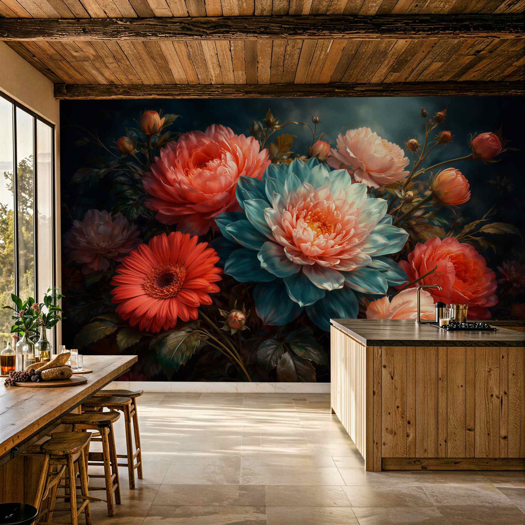 Fototapeten Luxuriöser Blumenstrauß im Dunkeln